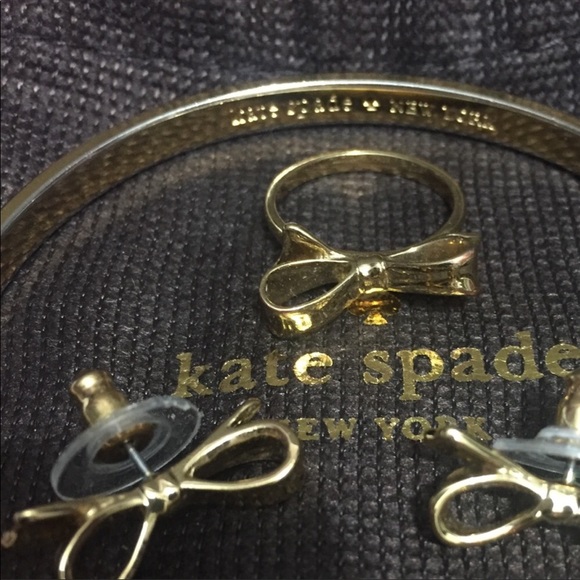 Kate spade bow ring, bow earrings and bangle - Picture 2 of 7